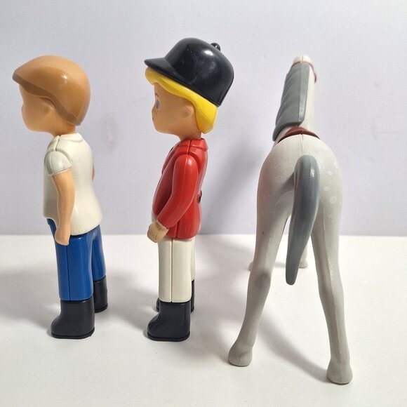 Little Tikes Horse 2 Riders Boy Figure Jockey Gray Dapple Pony Vintage Lot - Picture 8 of 13